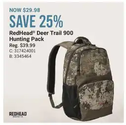 Cabela's RedHead Deer Trail 900 Hunting Pack offer