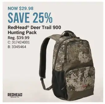 Cabela's RedHead Deer Trail 900 Hunting Pack offer