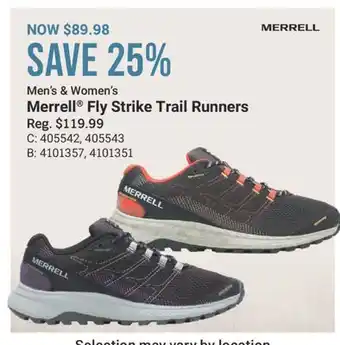 Cabela's Men's & Women's Merrell Fly Strike Trail Runners offer