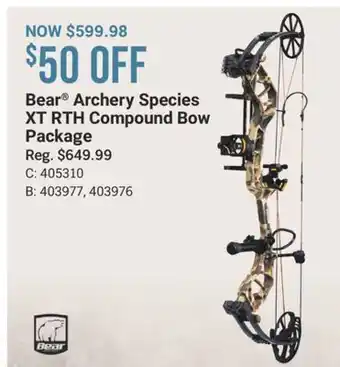 Cabela's Bear Archery Species XT RTH Compound Bow Package offer