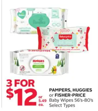 Rexall PAMPERS, HUGGIES or FISHER-PRICE Baby Wipes 56' s-80' s offer