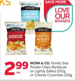 Rexall NOSH & CO. Family Size Potato Chips Barbecue or Lightly Salted 250g or Cheese Crunchies 225g offer