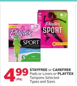 Rexall STAYFREE or CAREFREE Pads or Liners or PLAYTEX Tampons offer
