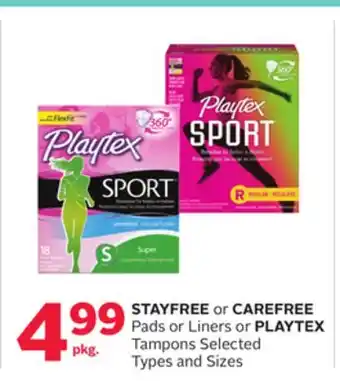 Rexall STAYFREE or CAREFREE Pads or Liners or PLAYTEX Tampons offer