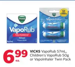 Rexall VICKS VapoRub 57mL, Children's VapoRub 50g or VapoInhaler Twin Pack offer