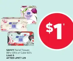 Rexall SAVVY Facial Tissues 88's-126's or Cube 60's offer
