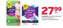 Rexall ALWAYS Discreet Underwear or Pads Value Size offer
