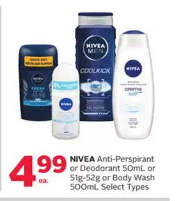 Rexall NIVEA Anti-Perspirant or Deodorant 50mL or 51g-52g or Body Wash 500mL offer