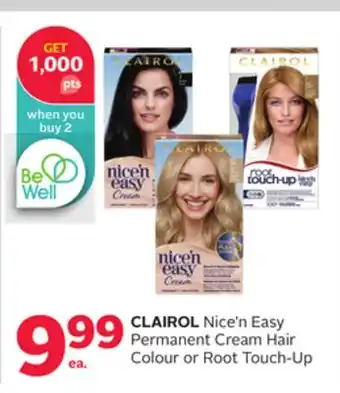 Rexall CLAIROL Nice'n Easy Permanent Cream Hair Colour or Root Touch-Up offer