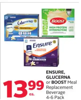Rexall ENSURE, GLUCERNA or BOOST Meal Replacement Beverage offer