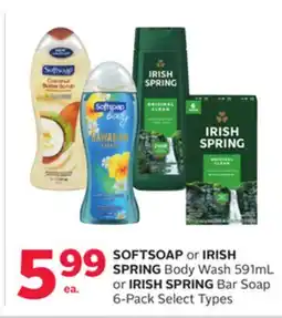 Rexall SOFTSOAP or IRISH SPRING Body Wash 591mL or IRISH SPRING Bar Soap 6-Pack offer