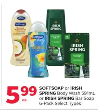 Rexall SOFTSOAP or IRISH SPRING Body Wash 591mL or IRISH SPRING Bar Soap 6-Pack offer