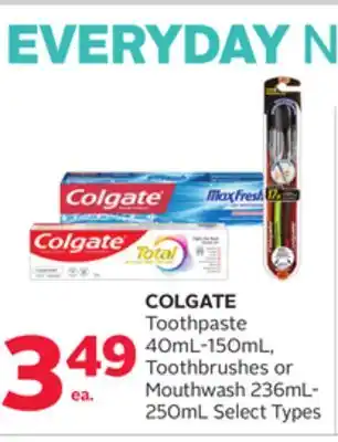 Rexall COLGATE Toothpaste 40mL-150mL, Toothbrushes or Mouthwash 236mL-250mL offer