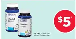 Rexall OPTION+ Vitamin D or D3 offer