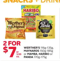Rexall WERTHER'S 116g-135g, MAYNARDS 150g-185g or MAMBA, HARIBO or PANDA 170g-175g offer
