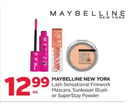 Rexall MAYBELLINE NEW YORK Lash Sensational Firework Mascara, Sunkisser Blush or SuperStay Powder offer