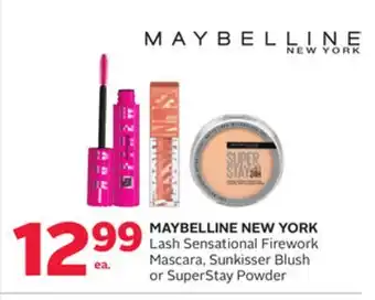 Rexall MAYBELLINE NEW YORK Lash Sensational Firework Mascara, Sunkisser Blush or SuperStay Powder offer