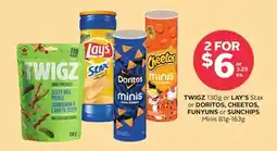 Rexall TWIGZ 130g or LAY'S Stax or DORITOS, CHEETOS, FUNYUNS or SUNCHIPS Minis 81g-163g offer