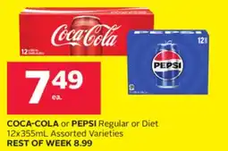 Rexall COCA-COLA or PEPSI Regular or Diet 12x355mL offer