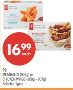 Shoppers Drug Mart PC MEATBALLS (907g) or CHICKEN WINGS (800g - 907g) offer