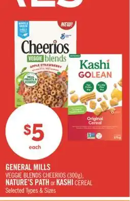 Shoppers Drug Mart GENERAL MILLS VEGGIE BLENDS CHEERIOS (300g), NATURE'S PATH or KASHI CEREAL offer