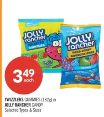 Shoppers Drug Mart TWIZZLERS GUMMIES (182g) or JOLLY RANCHER CANDY offer
