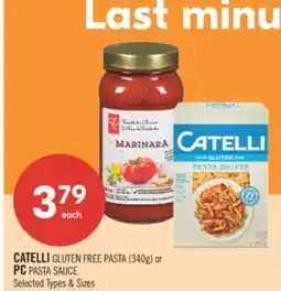 Shoppers Drug Mart CATELLI GLUTEN FREE PASTA (340g) or PC PASTA SAUCE offer