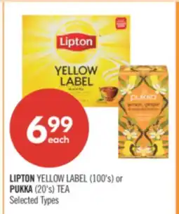Shoppers Drug Mart LIPTON YELLOW LABEL (100's) or PUKKA (20's) TEA offer