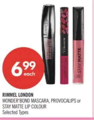 Shoppers Drug Mart RIMMEL LONDON WONDER'BOND MASCARA, PROVOCALIPS or STAY MATTE LIP COLOUR offer