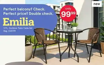 Kitchen Stuff Plus Emilia 3 Pc. Outdoor Patio Table Set offer
