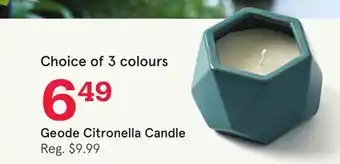 Kitchen Stuff Plus Geode Citronella Candle offer