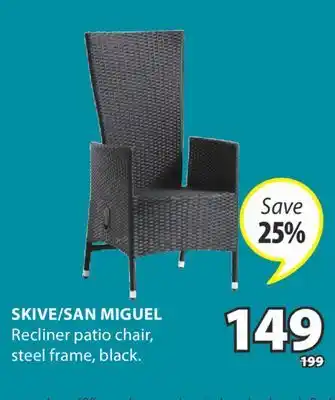 JYSK SKIVE/SAN MIGUEL Recliner patio chair offer