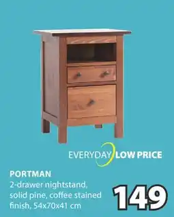 JYSK PORTMAN 2-drawer nightstand offer