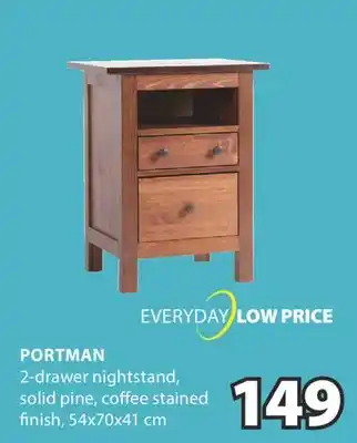 JYSK PORTMAN 2-drawer nightstand offer