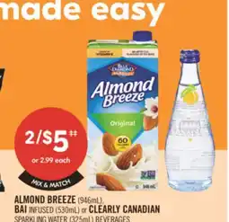 Shoppers Drug Mart ALMOND BREEZE (946mL) BAI INFUSED (530mL) OR CLEARLY CANADIAN SPARKLING WATER (325mL) BEVERAGES offer