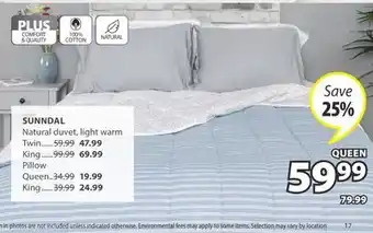 JYSK SUNNDAL Natural duvet offer