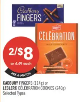 Shoppers Drug Mart CADBURY FINGERS (1.14g) or LECLERC CELEBRATION COOKIES (240g) offer