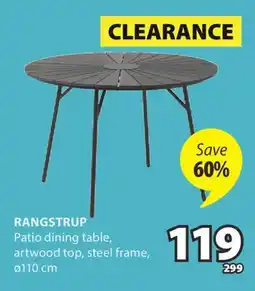 JYSK RANGSTRUP Patio dining table offer
