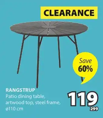JYSK RANGSTRUP Patio dining table offer