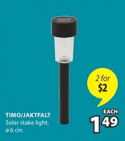 JYSK TIMO/JAKTFALT Solar stake light offer