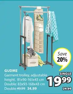 JYSK GUDME Garment trolley, adjustable height offer