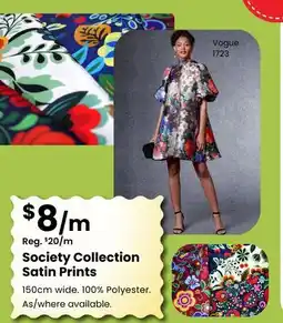 Fabricland Society Collection Satin Prints offer