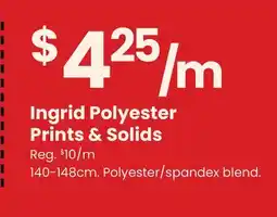 Fabricland Ingrid Polyester Prints & Solids offer