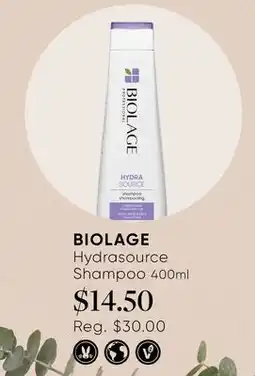 Chatters Salon BIOLAGE Hydrasource Shampoo offer