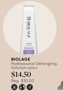Chatters Salon BIOLAGE Hydrasource Detangling Solution offer