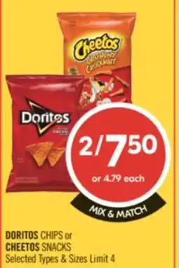 Shoppers Drug Mart DORITOS CHIPS or CHEETOS SNACKS offer
