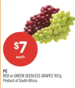 Shoppers Drug Mart PC RED or GREEN SEEDLESS GRAPES offer