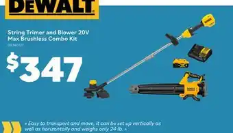 Matériaux Pont Masson Dewalt String Trimer and Blower 20V Max Brushless Combo Kit offer