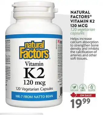 Ki Nature & Santé NATURAL FACTORS VITAMIN K2 120 MCG offer