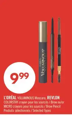 Pharmaprix L'ORÉAL VOLUMINOUS Mascara, REVLON COLORSTAY Brow or MICRO Brow Pencil offer